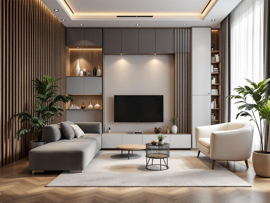 Интерьер ванной в стиле Japandi с деревянными акцентами и минималистичной сантехникой