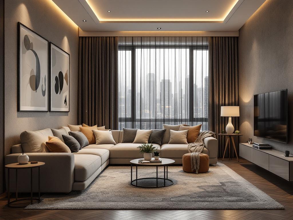 Скандинавский стиль в гостиной с деревянным полом