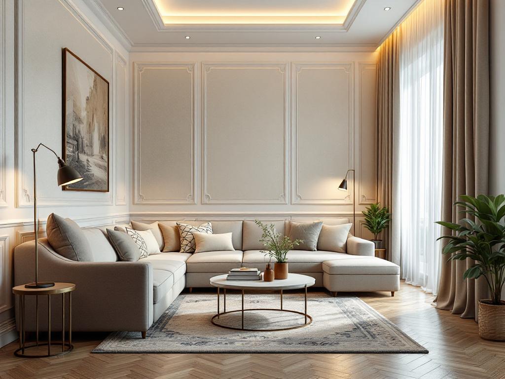 Зонирование классического интерьера с помощью колонн и арок