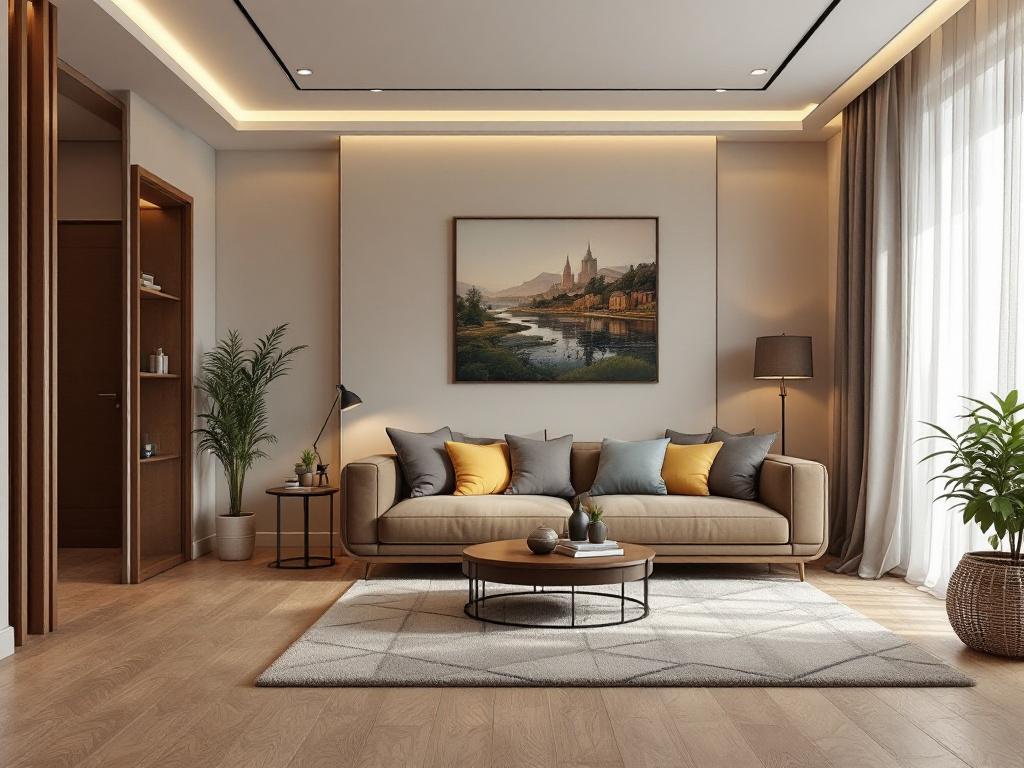 Монохромный интерьер с текстурными акцентами 2026