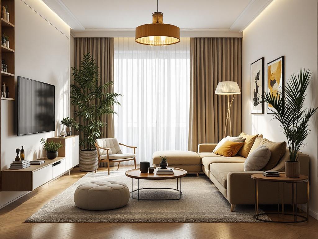 Дизайн интерьера большой квартиры с разными текстурами