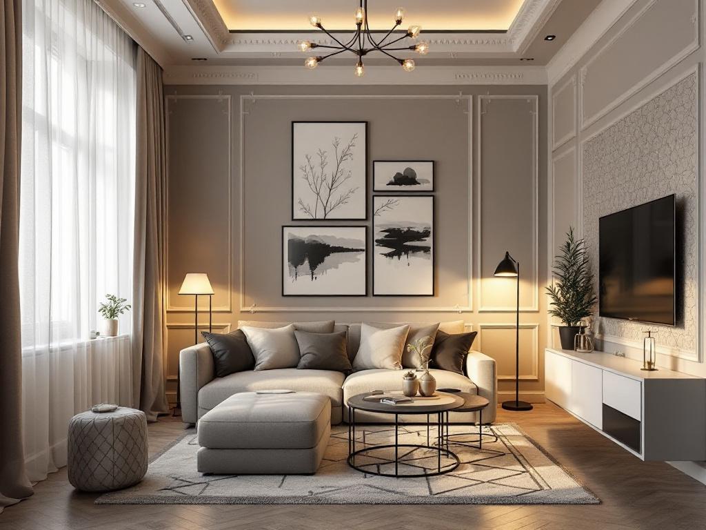 Минималистичный роскошный интерьер квартиры в Дубае с технологиями