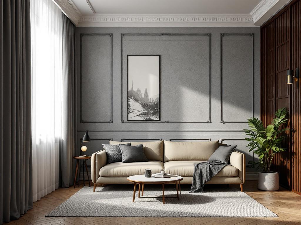 Реальный проект домашнего офиса с зонированием в гостиной