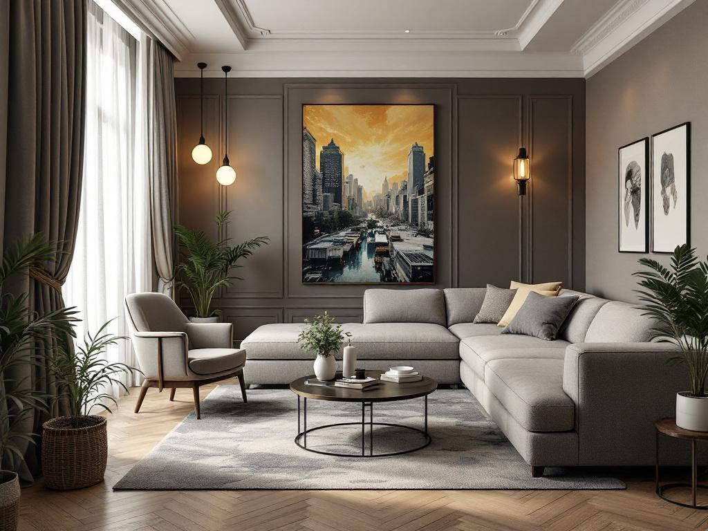 крупные комнатные растения в гостиной биофильный дизайн