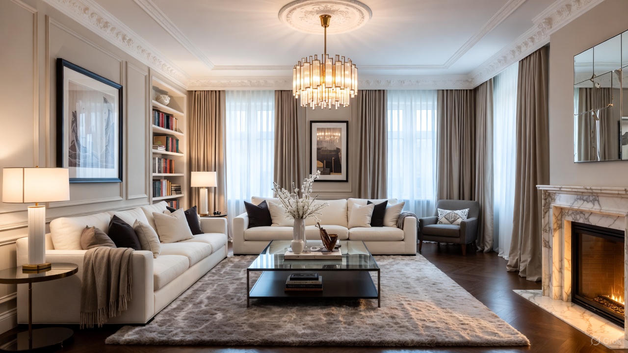 Дизайнерская мебель в элитной гостиной