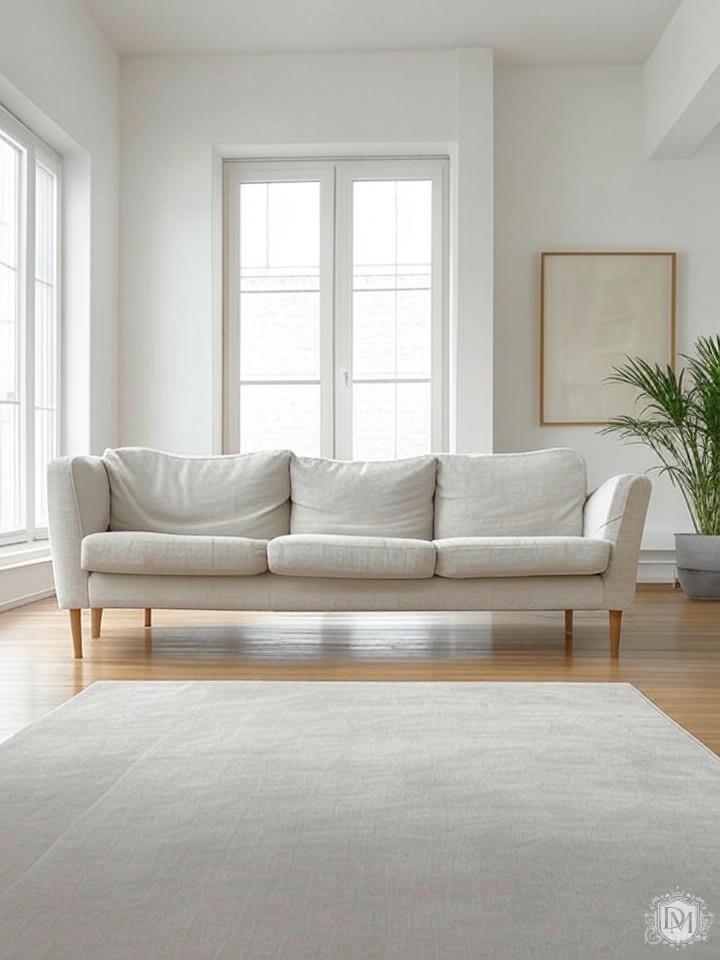 Минималистичный дизайн интерьера с высокими потолками