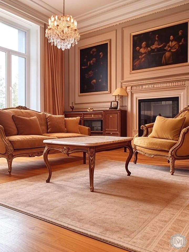 неоклассический интерьер гостиной на Тверской