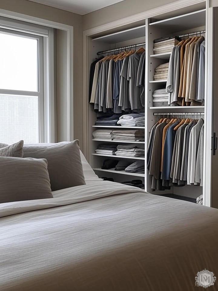 встроенная гардеробная система в спальне