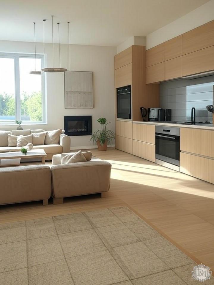 объединённая кухня-гостиная дизайн интерьера