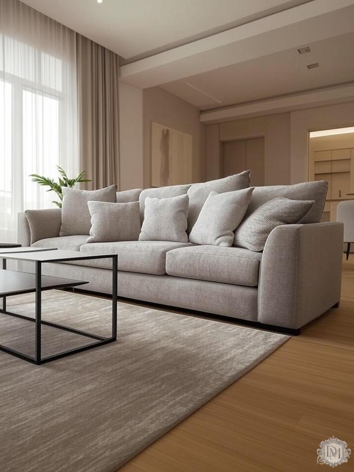 Дизайн интерьера гостиной в ЖК Воробьёв Дом с высокими потолками