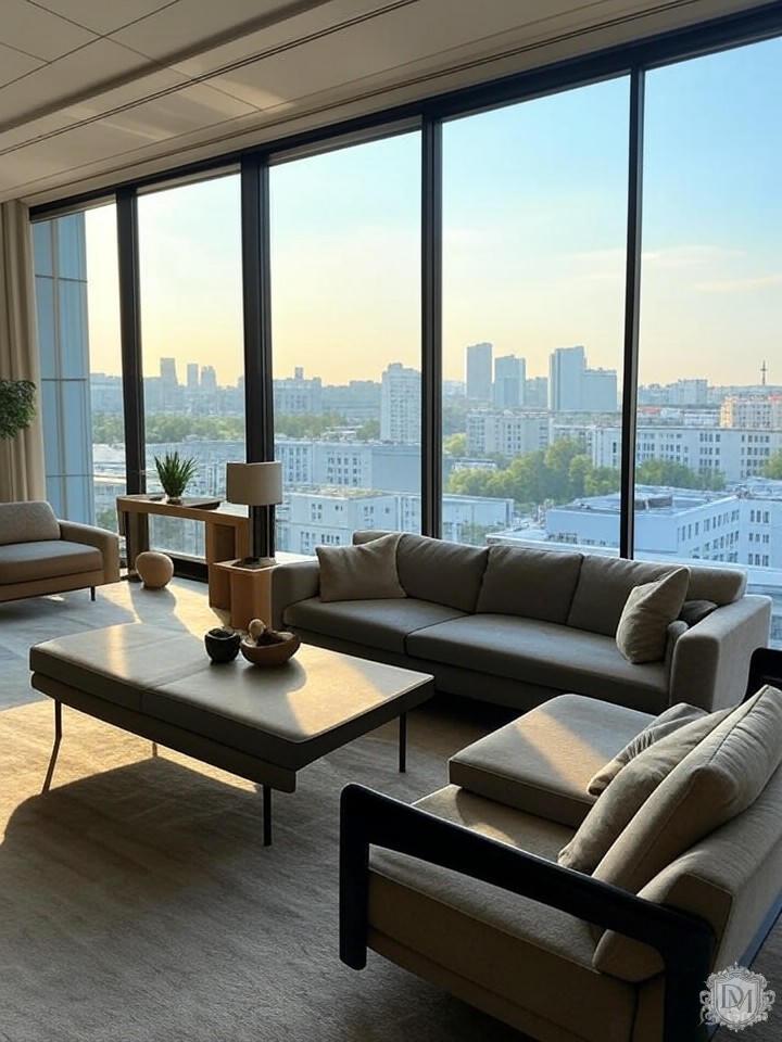 Панорамные окна в дизайне квартиры ЖК Воробьёв Дом