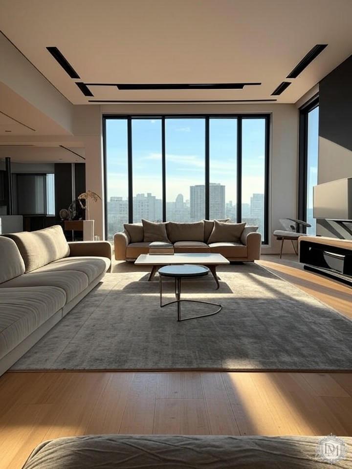 Интерьер дизайн квартир с высокими потолками и панорамными окнами