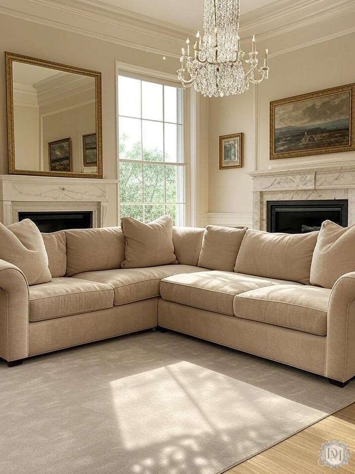 Неоклассический интерьер гостиной в квартире ЖК Серебряный Бор