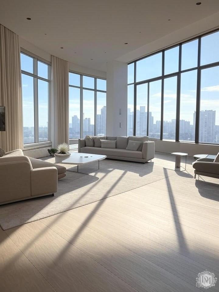 Высокие потолки и панорамные окна в квартире ЖК Пресня Сити