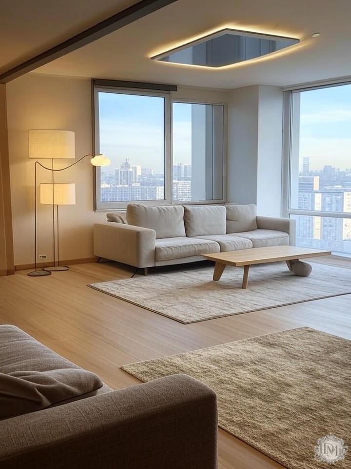 Многослойная система освещения в квартире ЖК Пресня Сити