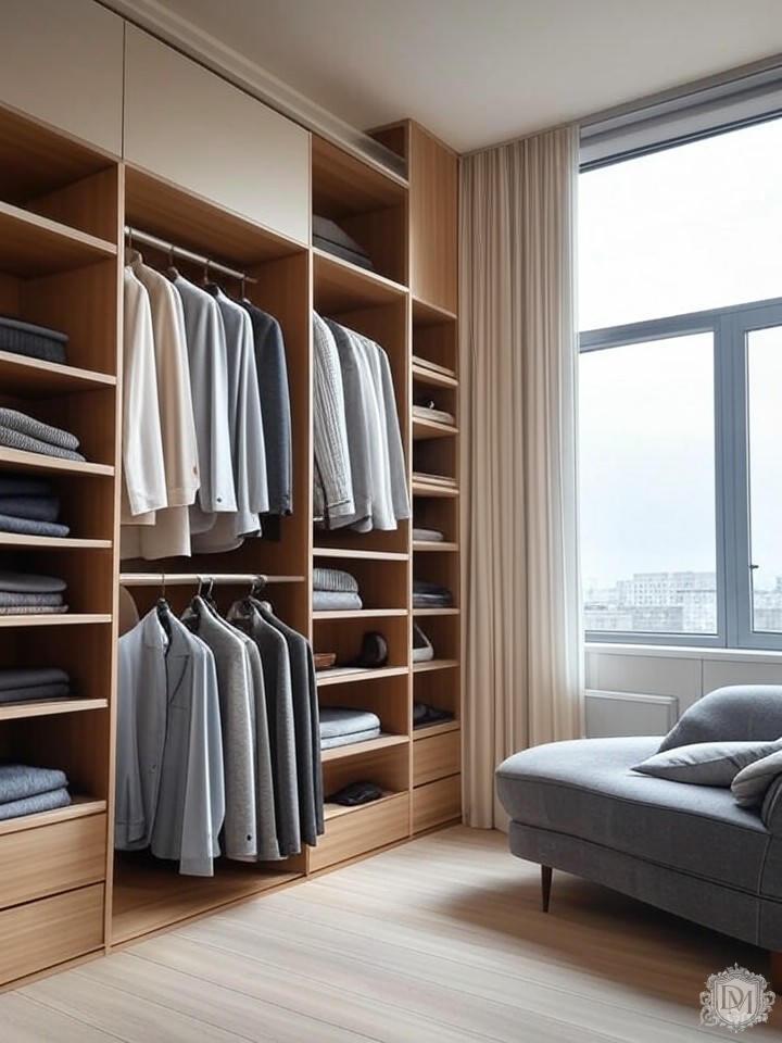 Гардеробная комната с модульной системой хранения