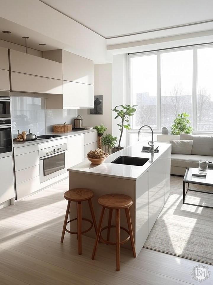 Открытая планировка кухни-гостиной в квартире ЖК Luzhniki Collection