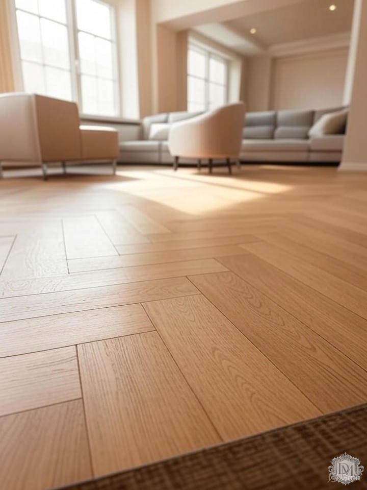 Натуральный дубовый паркет в интерьере премиальной квартиры