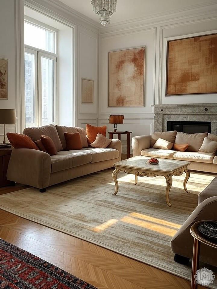 неоклассический стиль в дизайне гостиной квартиры Москва