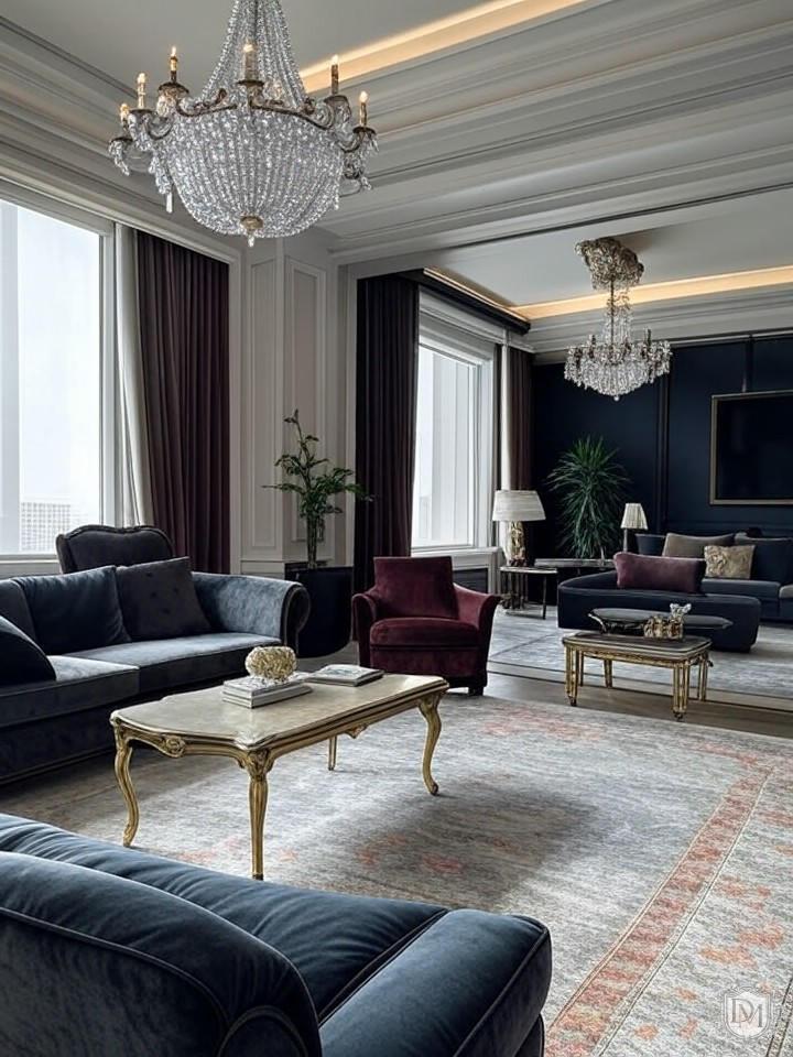 Неоклассический дизайн интерьера в элитной квартире
