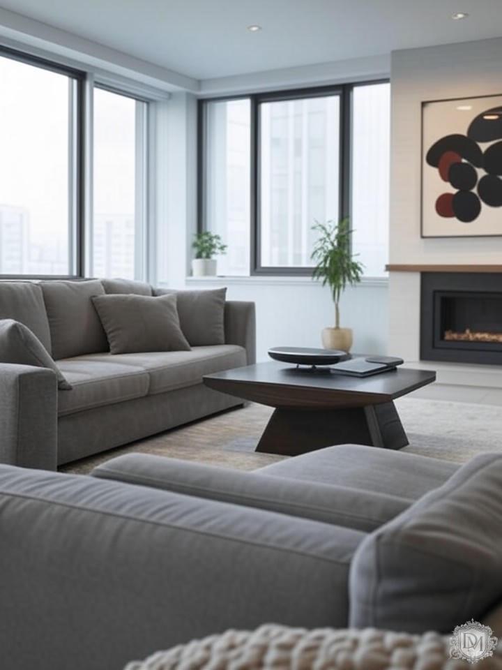 3D визуализация дизайн проекта интерьера гостиной с мебелью и декором