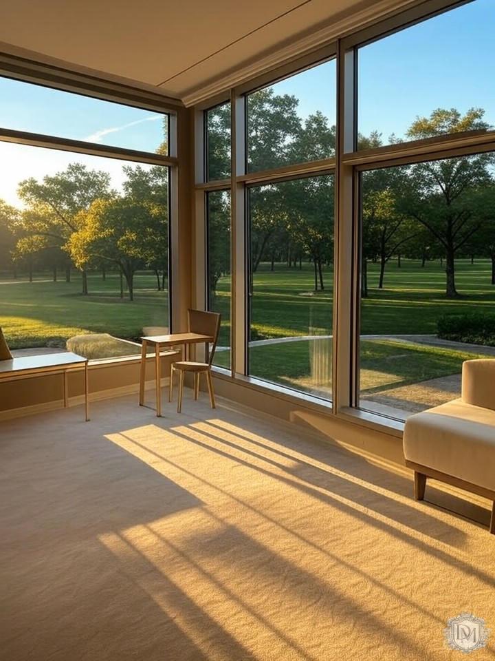 Панорамные окна в интерьере ЖК Баркли Парк с видом на парк