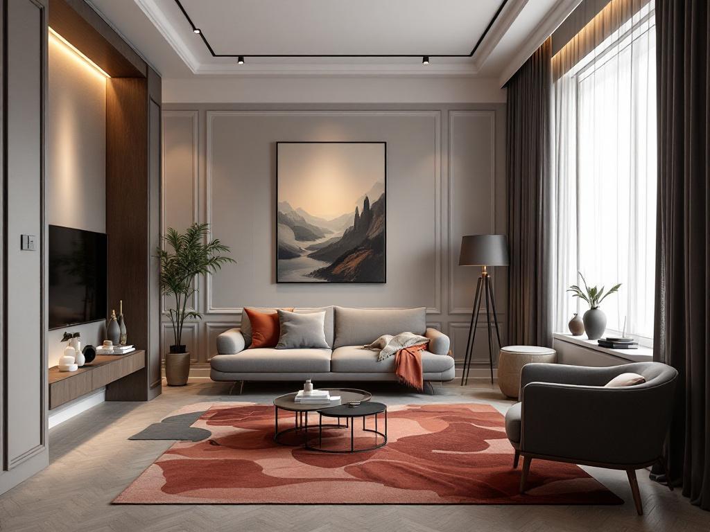 Серый и белый в классической спальне с лепниной