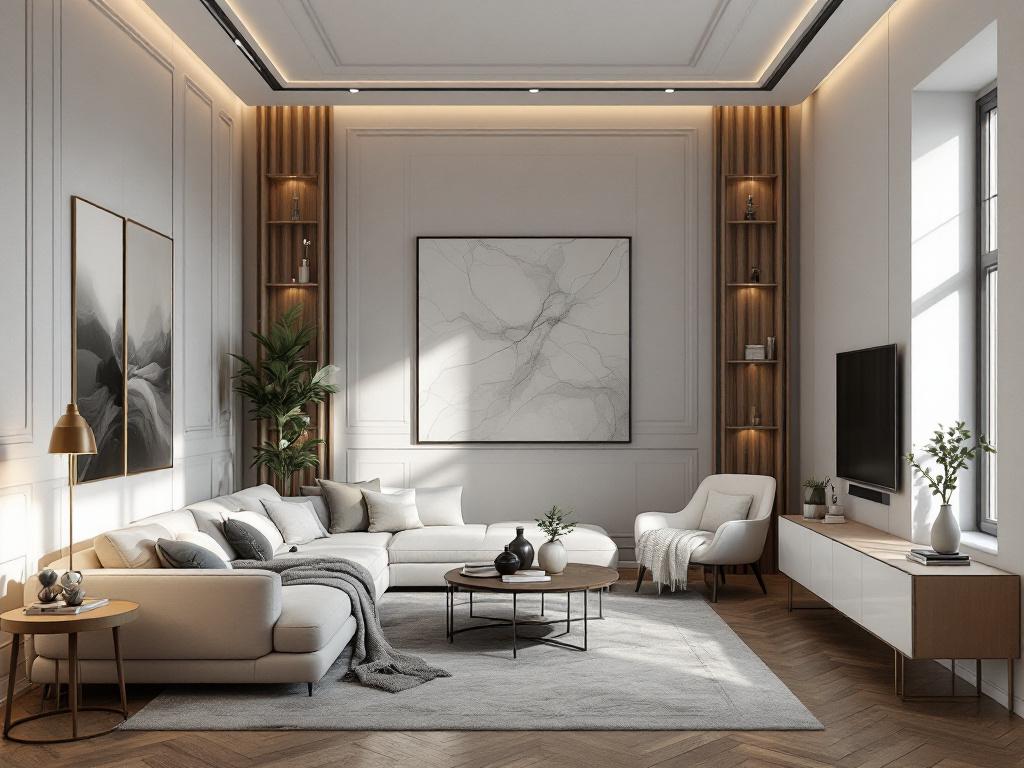 Тренды 2025 натуральный камень и тёплые металлы в интерьере