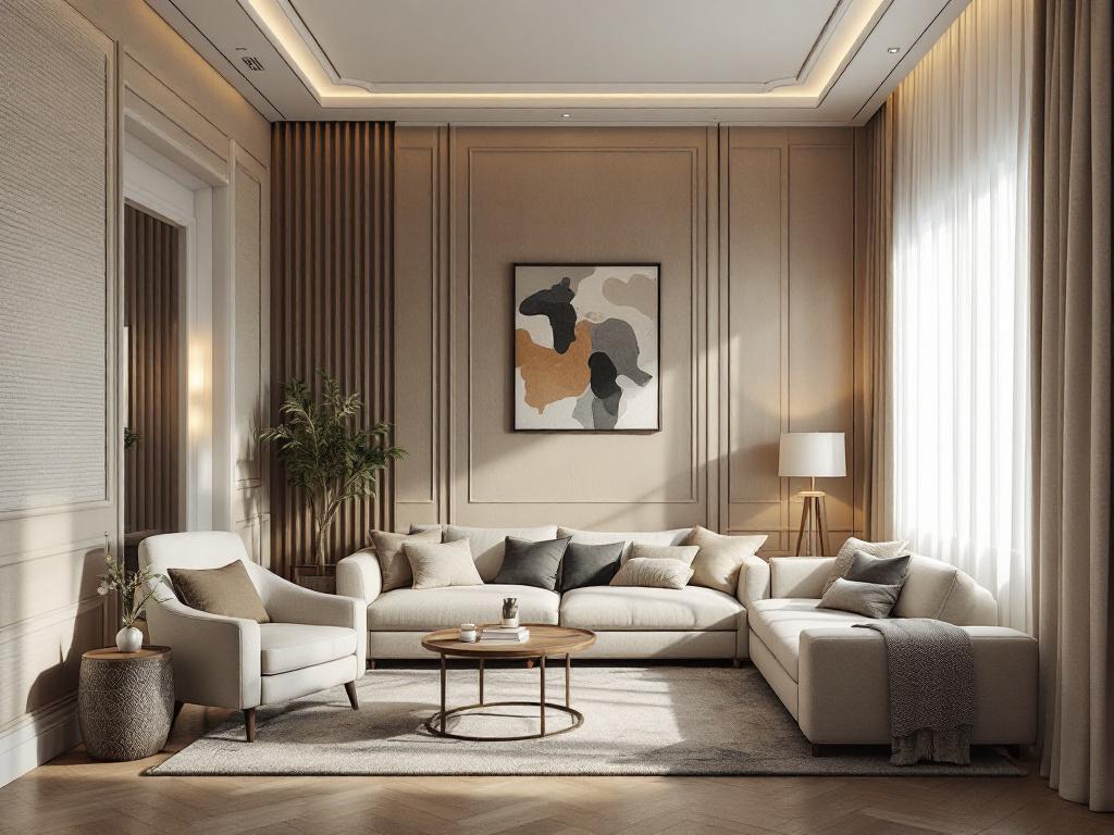 зонирование гостиной с помощью мебели и освещения