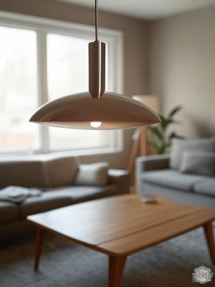 Дизайнерский подвесной светильник как акцент в интерьере гостиной