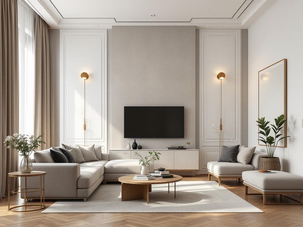 Современный классический интерьер с элегантной мебелью