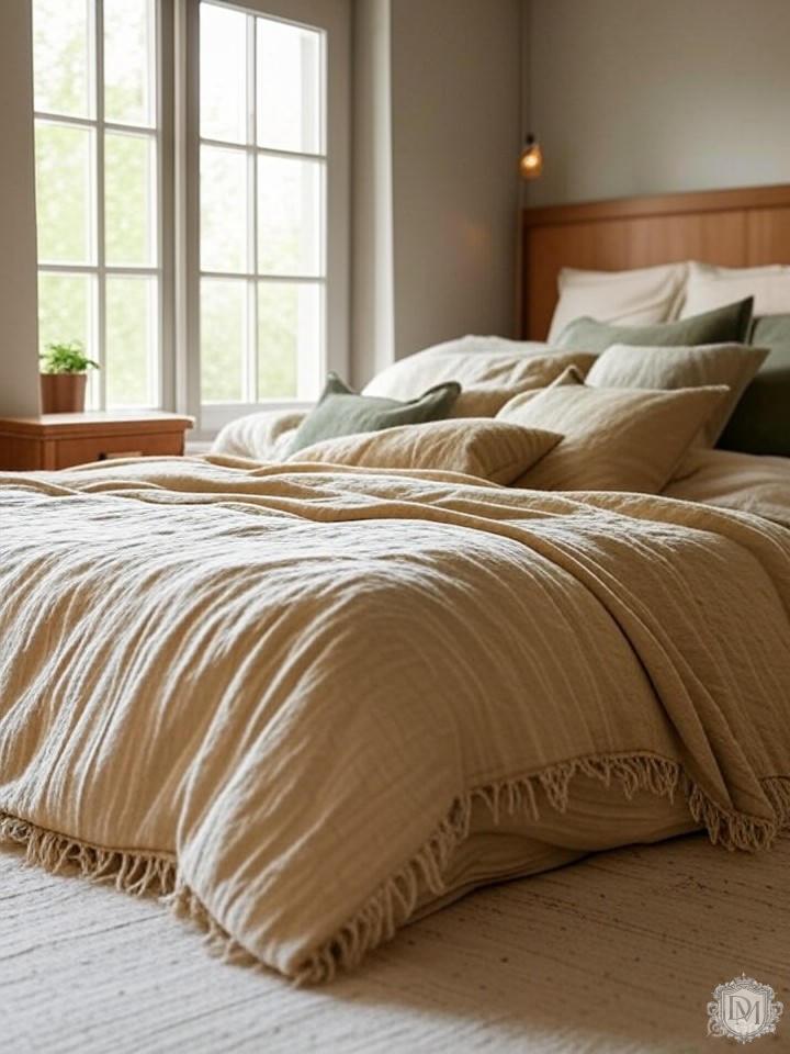 Натуральные ткани и текстиль в интерьере спальни 2026 года