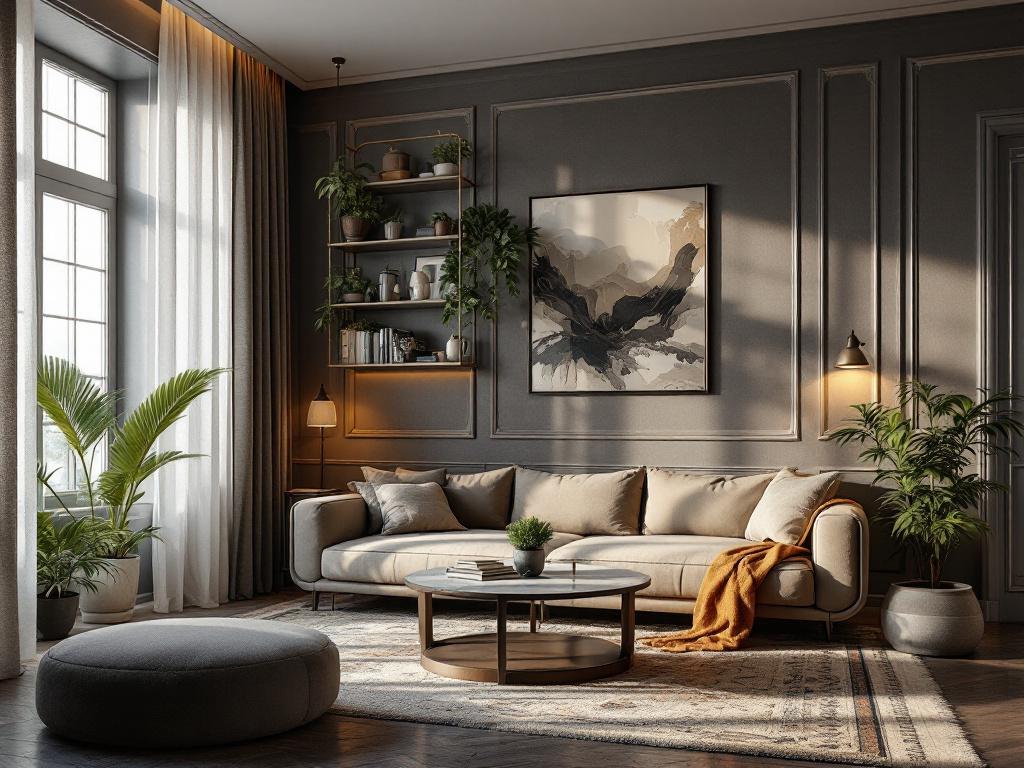 Элитный коттедж интерьер гостиной с панорамными окнами