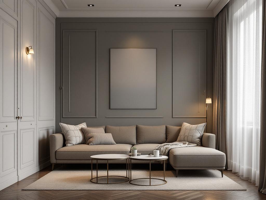 Тёмный интерьер коттеджа гостиная с чёрными стенами