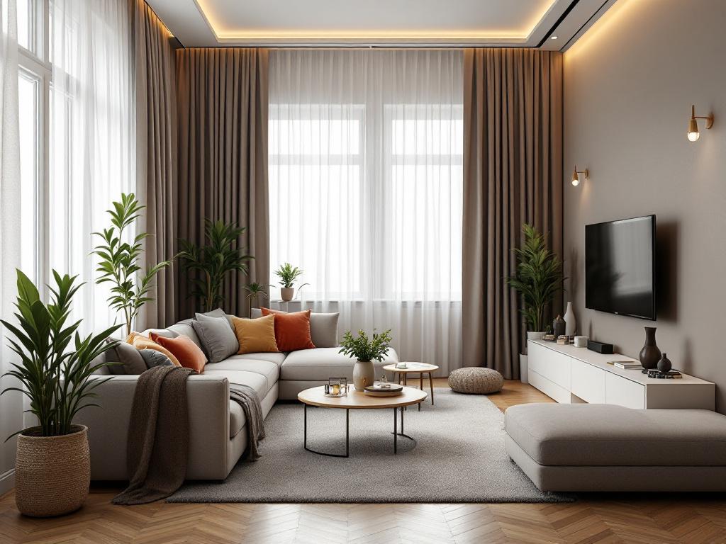 лёгкая мебель на ножках в интерьере двухкомнатной квартиры