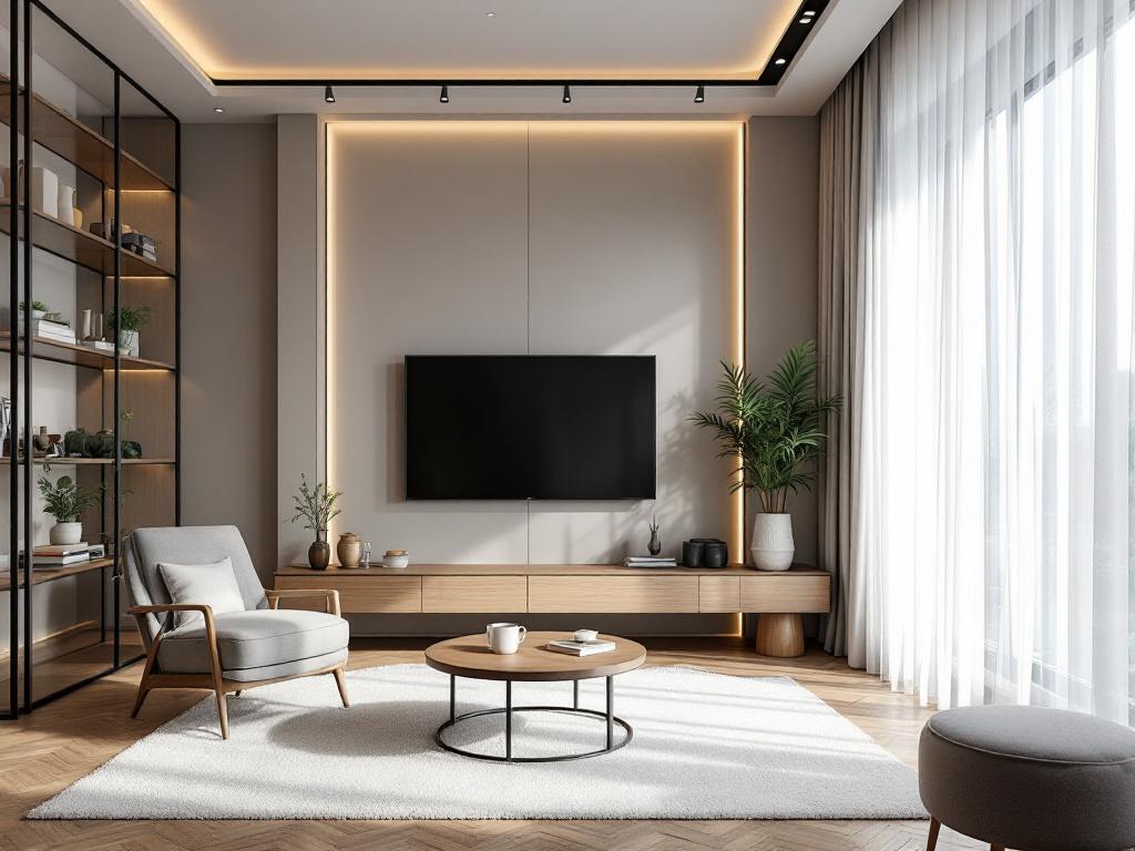 единое светлое напольное покрытие по всей квартире