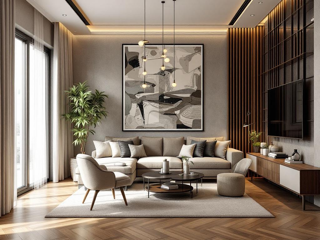 современная кухня в шалфейном цвете с деревянными элементами