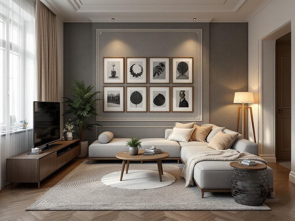 Открытая планировка кухня-гостиная в четырёхкомнатной квартире