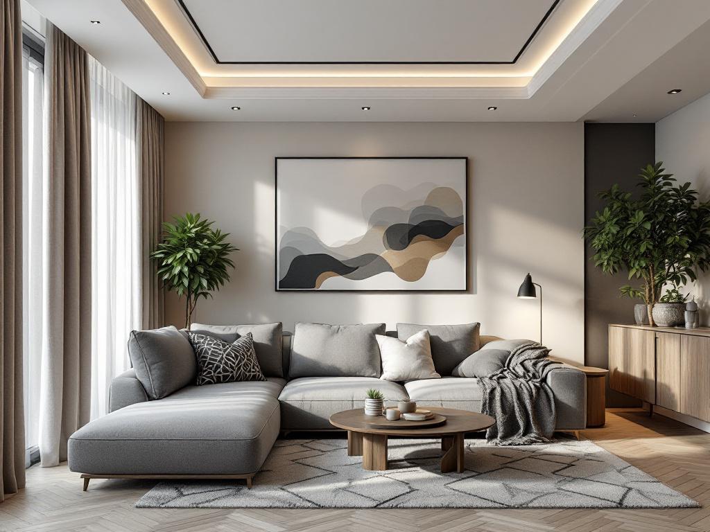 схема восприятия дорогого интерьера с элементами освещения и композиции