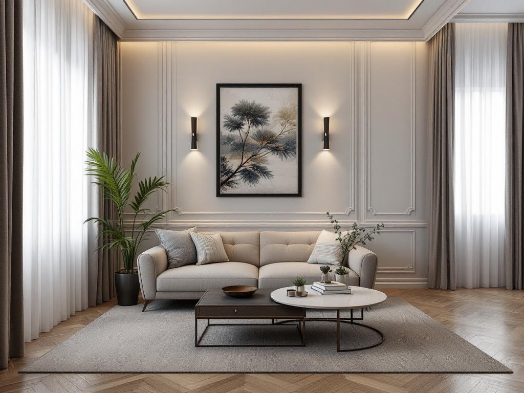 монохромная цветовая схема с разными текстурами в интерьере