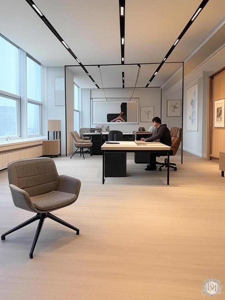 Зонирование студии с помощью перегородок